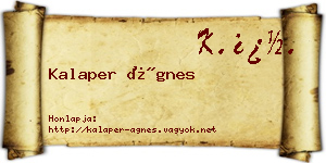 Kalaper Ágnes névjegykártya